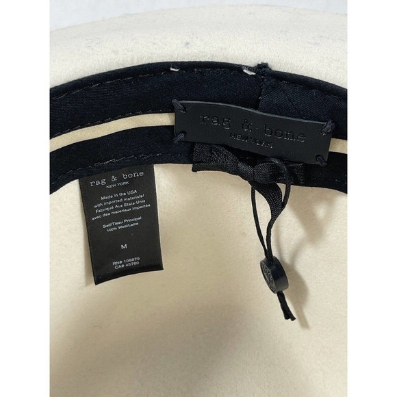 Rag & Bone Floppy Brim Fedora Wool Hat White /Croc Embossed Band - Medium $195 - Picture 9 of 10